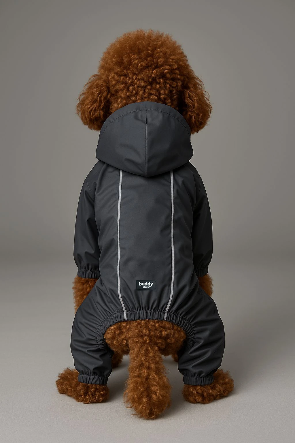 Buddy Store 4 Bacak Premium Yağmurluk – Şık ve Su Geçirmez Köpek Yağmurluğu (Wild Buddy Edition) S-M-L-XL-2XL - Reflective RainSuit Füme