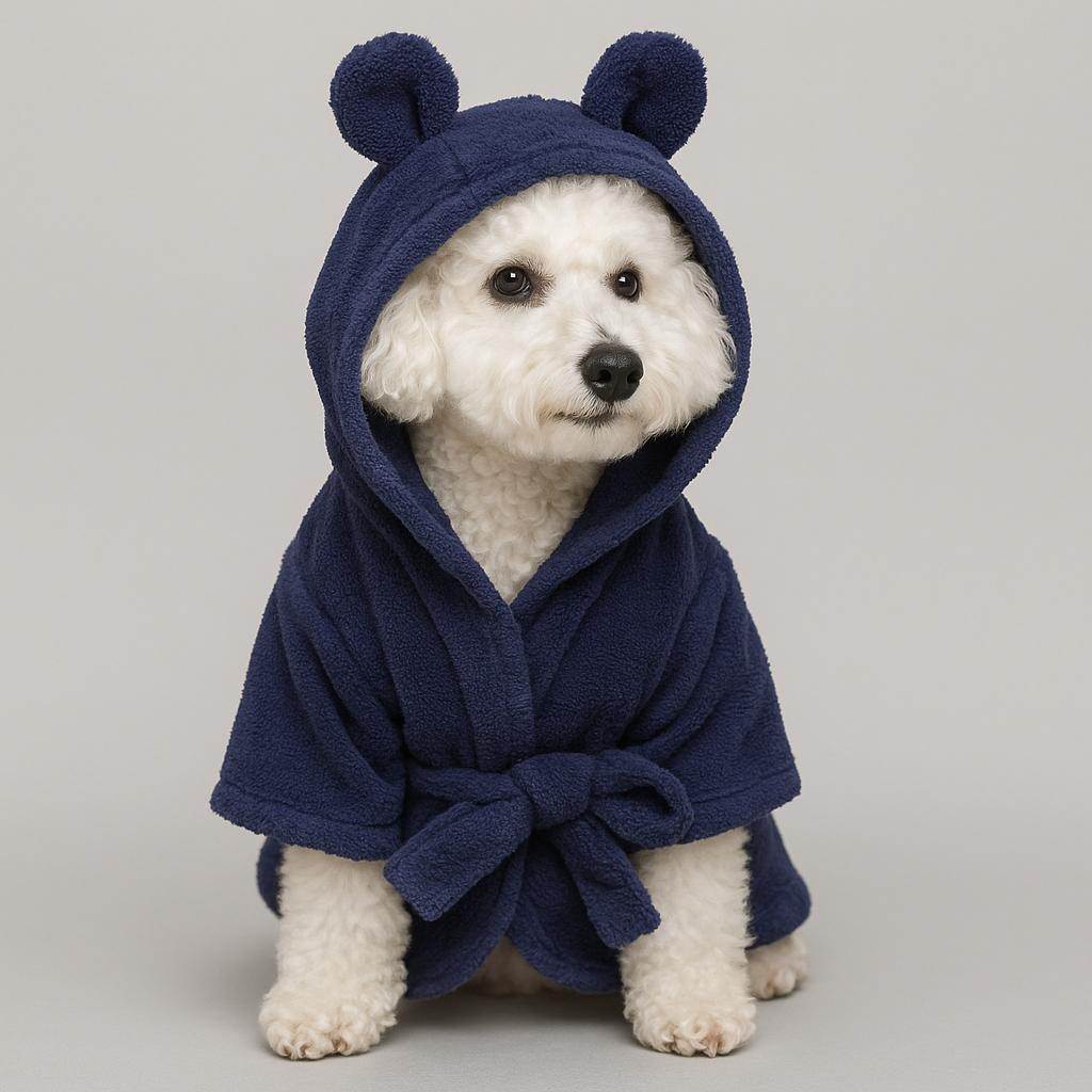 Mikrofiber Kedi ve Köpek Bornozu – Hızlı Kurulama, Yumuşak ve Emici - Lacivert image