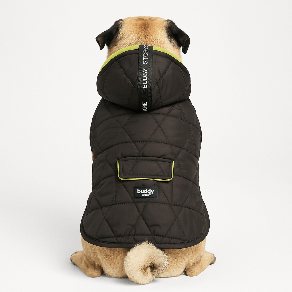 Kapitone Astarlı Su Geçirmez Kapüşonlu Köpek Montu - Kolay Giydirilebilir Kalıp - Füme main variant image