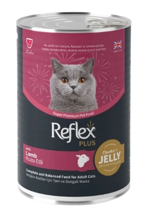 REFLEX PLUS JÖLE İÇİNDE ET PARÇACIKLI KUZU Eİ YETİŞKİN KEDİ MAMASI 400 G (RFK-062)