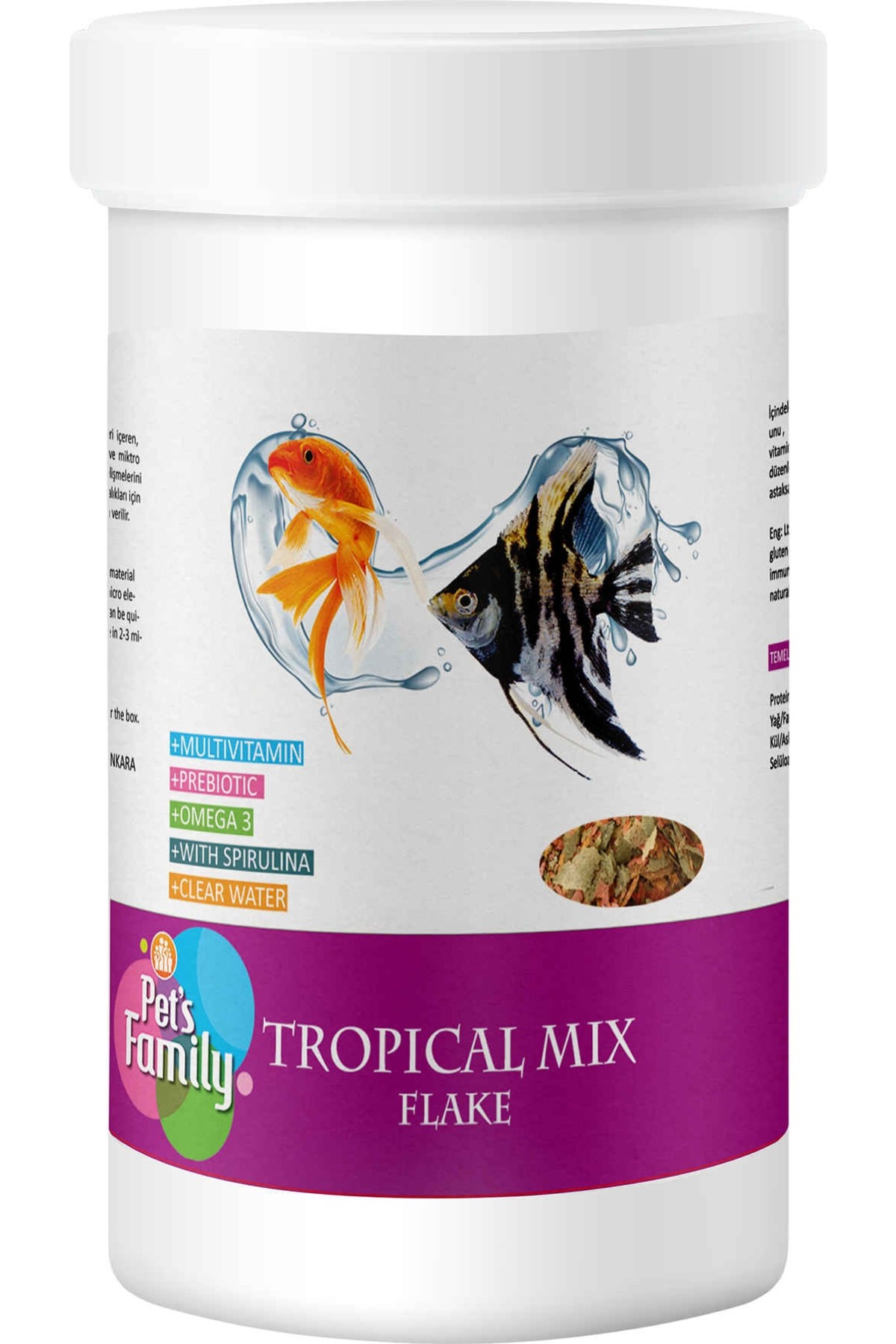 Pets Family Tropıcal Mıx Flake 250ml/30g (Balık Yemi)