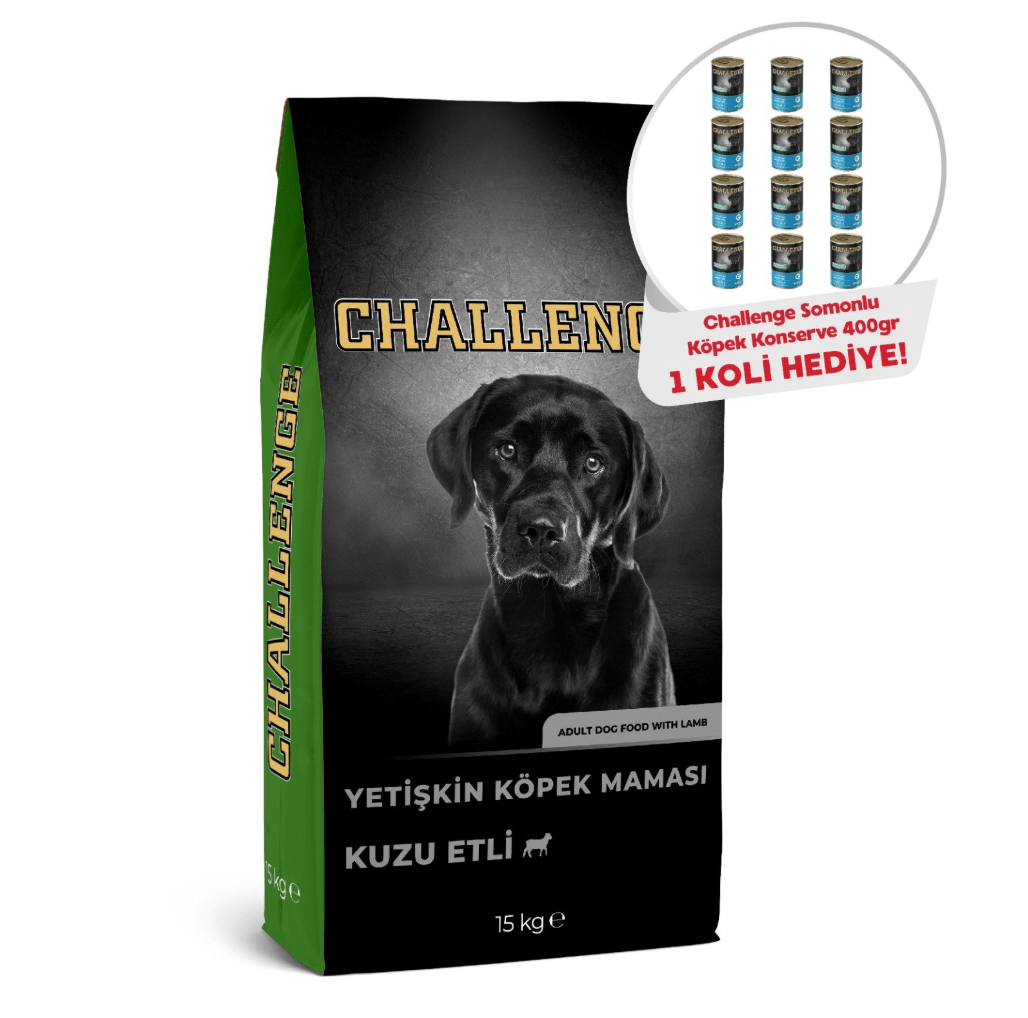 Kuzulu Yetişkin Köpek Maması 15 Kg + Somonlu Yetişkin Köpek Konservesi 400gr x12 Adet Hediyeli!