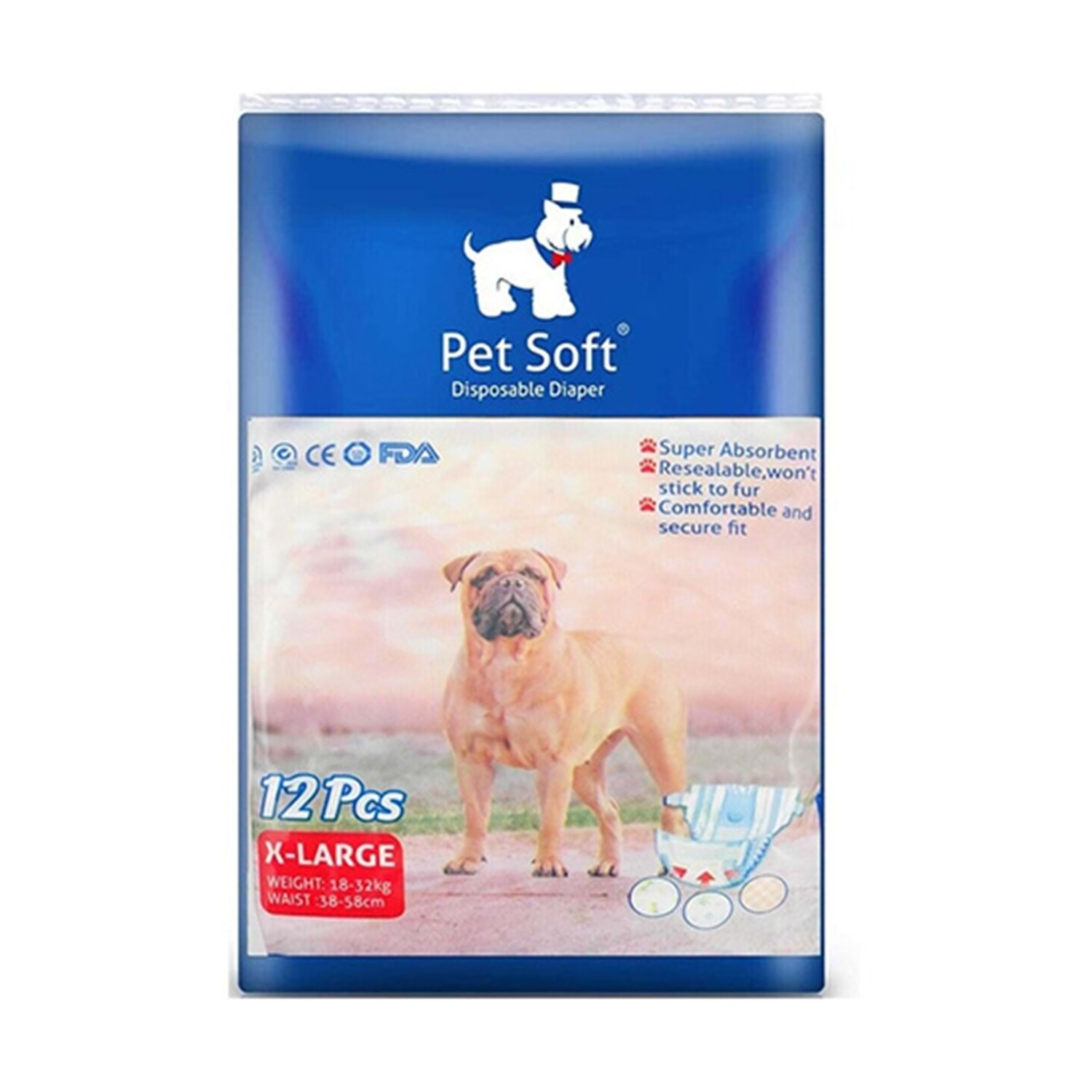 Pet Soft Köpek İçin Alt Tuvalet Bezi X-Large 38-58cm 12 li