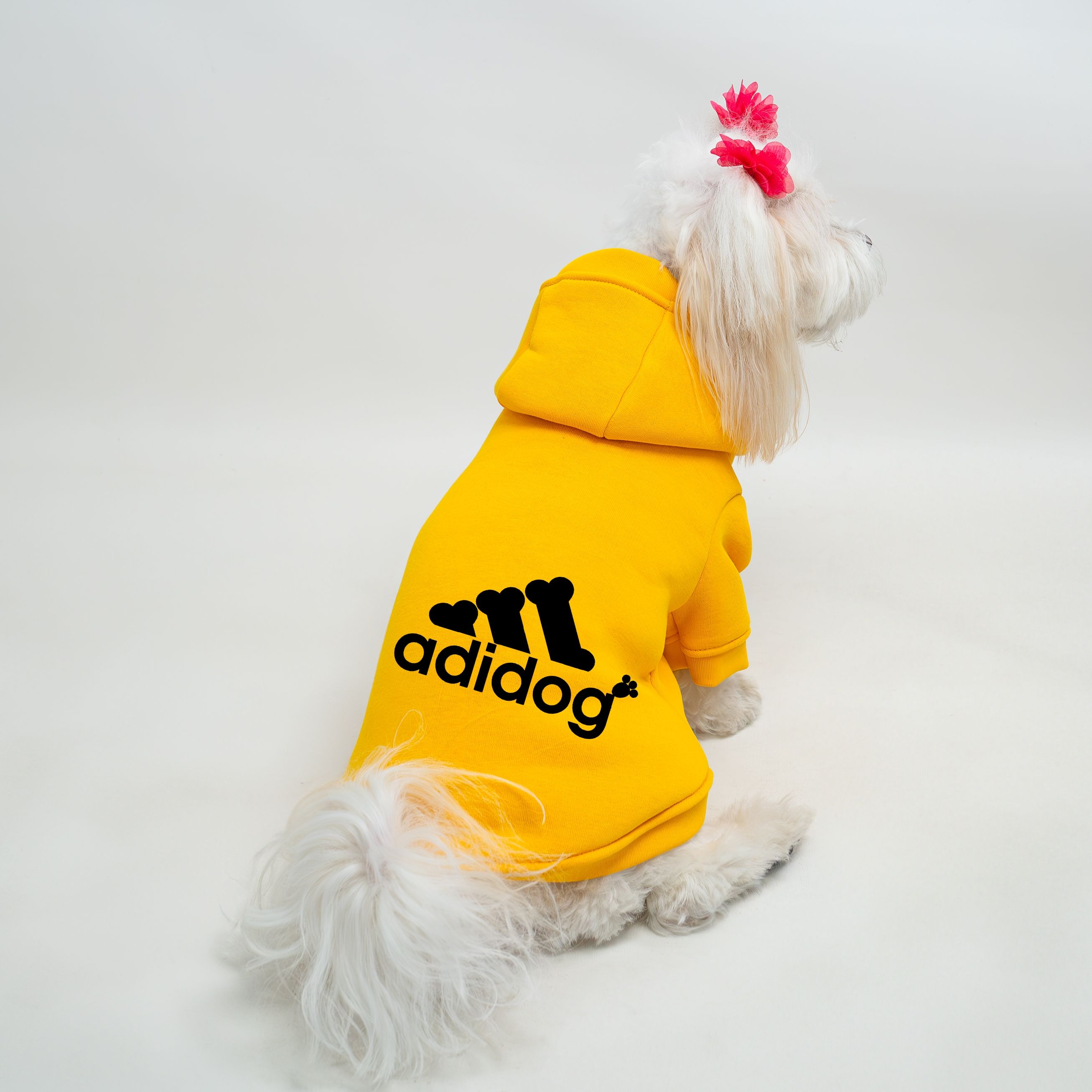 Kedi & Köpek Kıyafeti Sweatshirt - Adidog Baskılı Sarı Sweatshirt