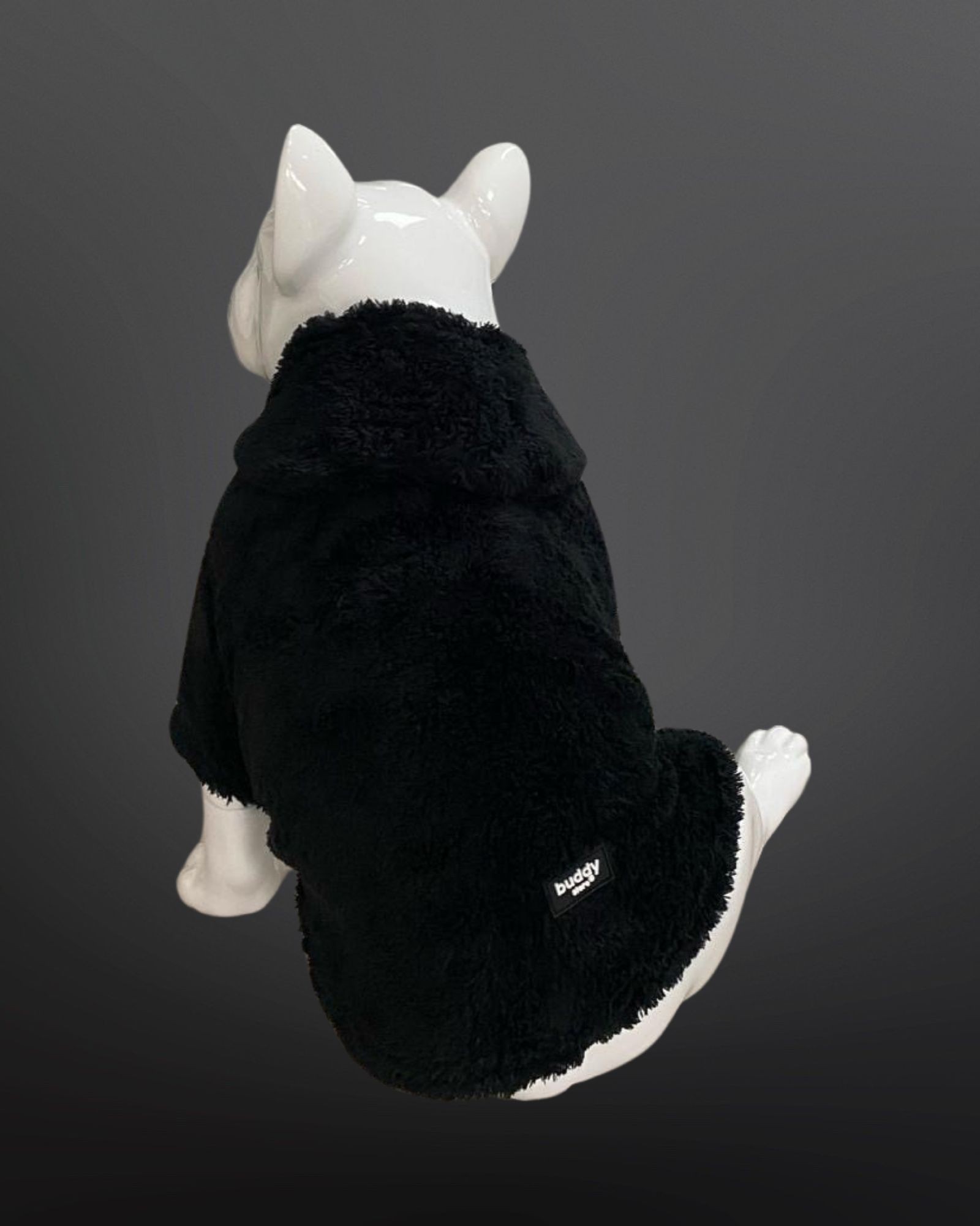 Kedi & Köpek Kıyafeti Sweatshirt - Siyah Kapüşonlu Peluş Sweatshirt