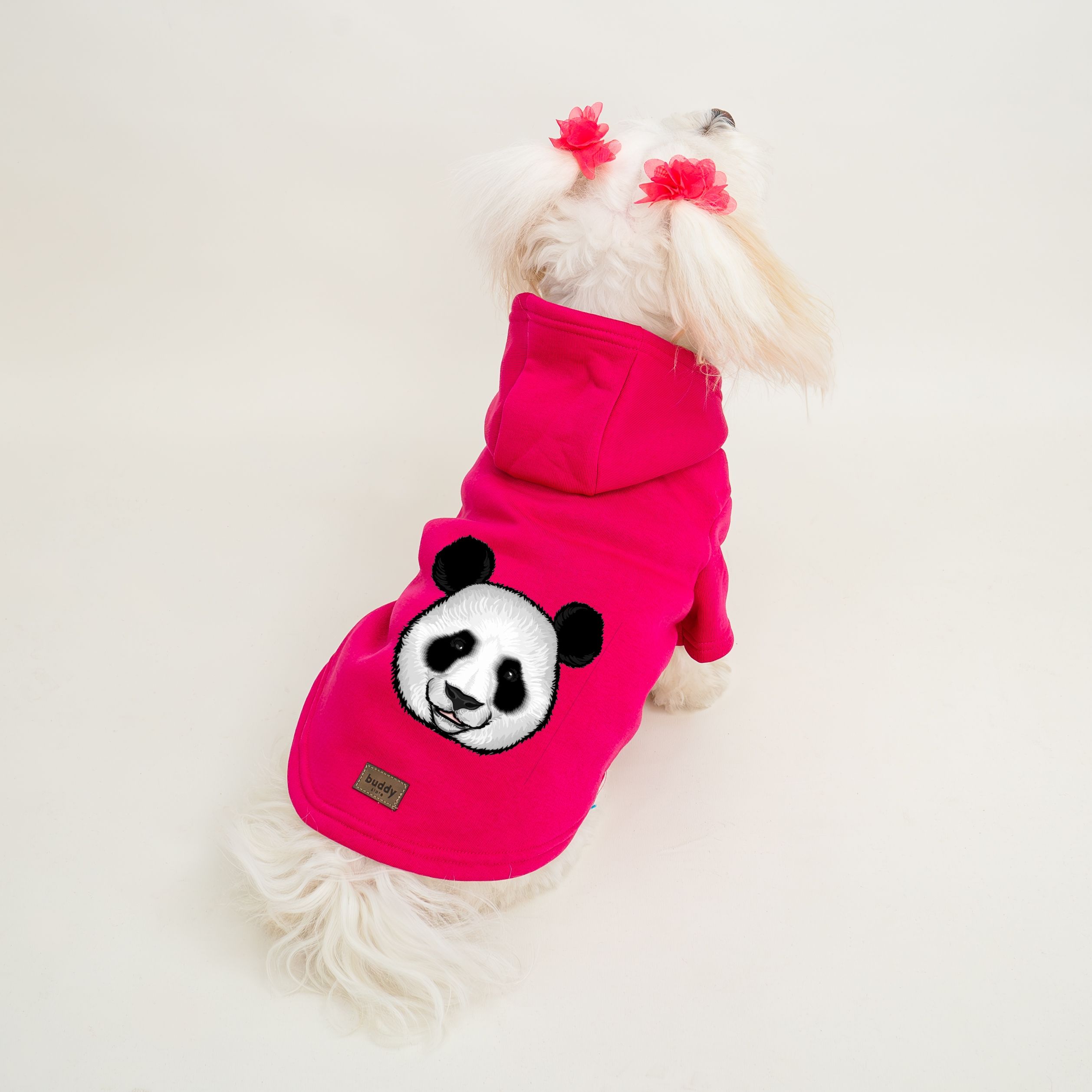 Kedi & Köpek Kıyafeti Sweatshirt - Panda Baskılı Pembe Sweatshirt