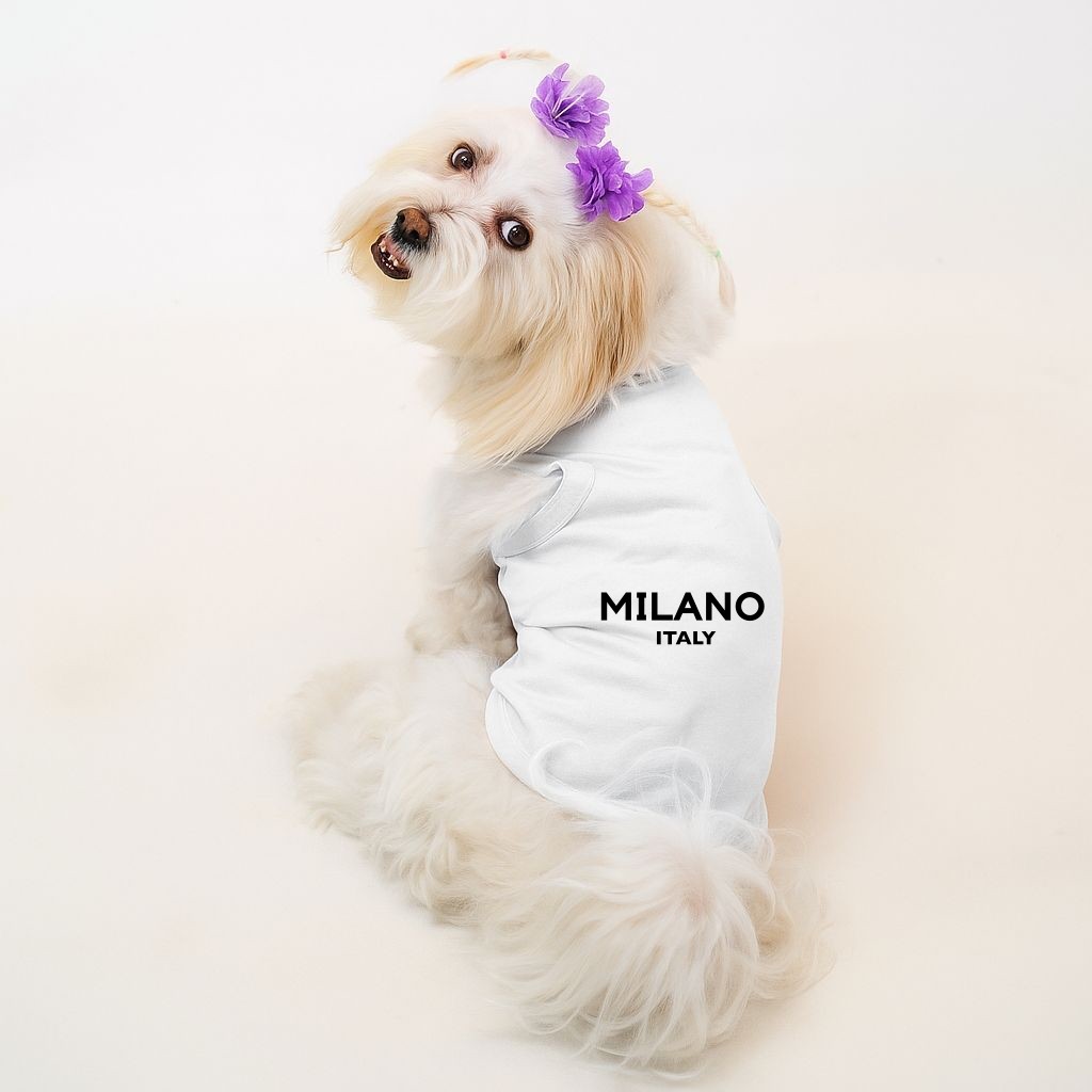 Kedi & Köpek Kıyafetleri - Yazlık Beyaz Atlet Model (Yeni Sezon %100 Pamuk) - Beyaz Milano Italy