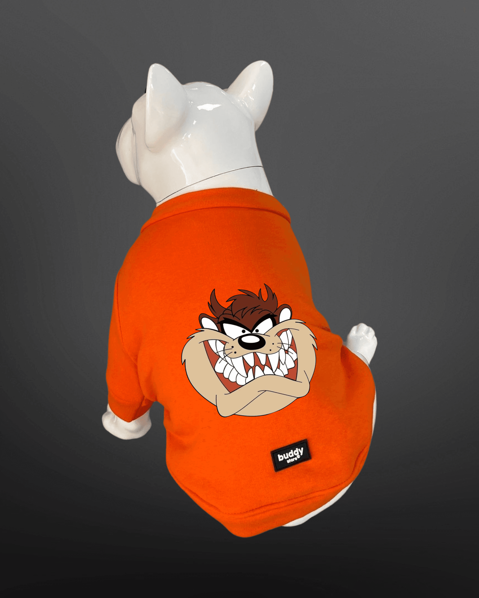 Kedi Ve Köpek Kıyafeti - Tazmanya Canavarı Baskılı Turuncu Kapüşonsuz T-Shirt