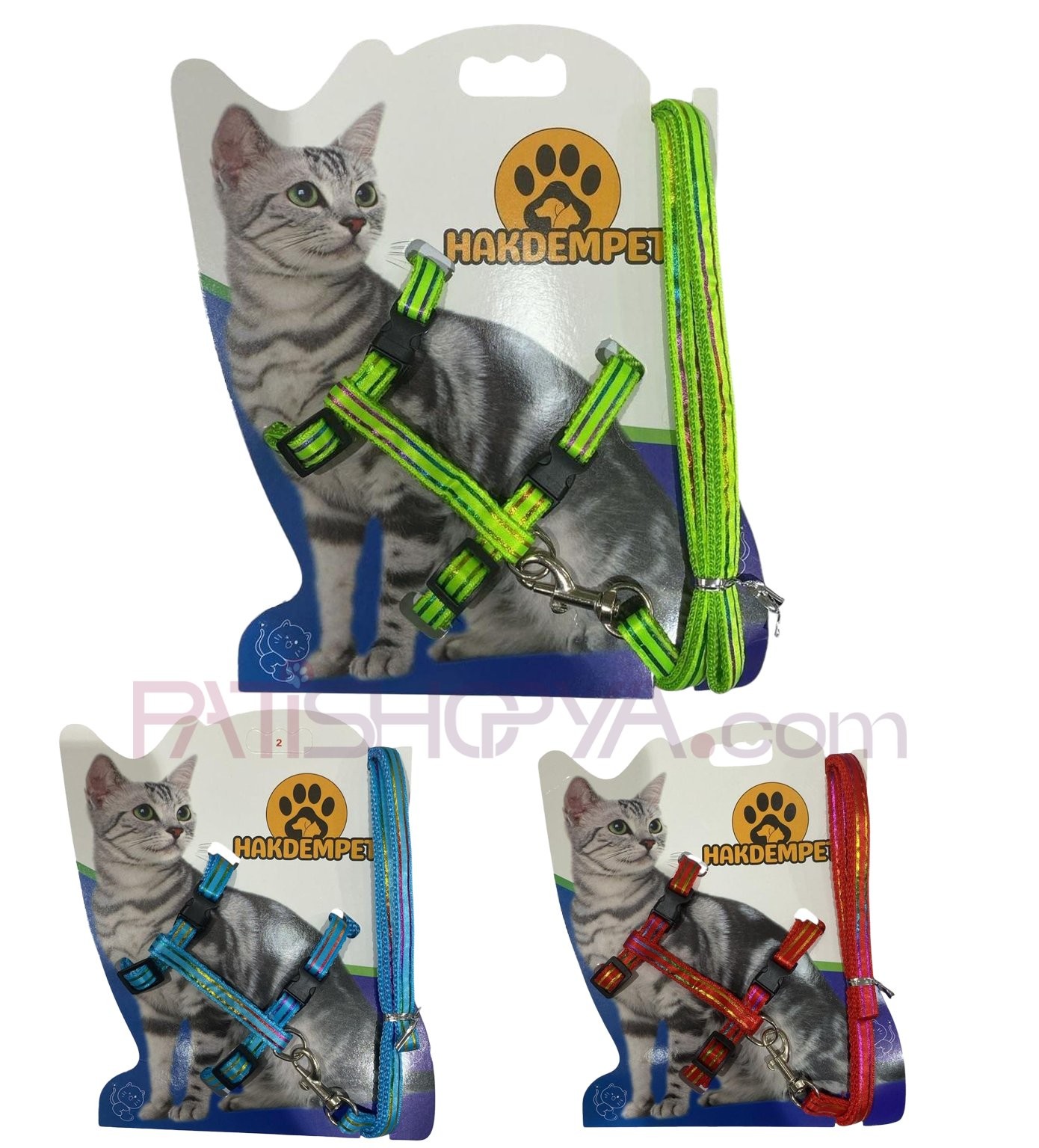 Yaldızlı Çizgili Renkli Kedi Bel Tasması