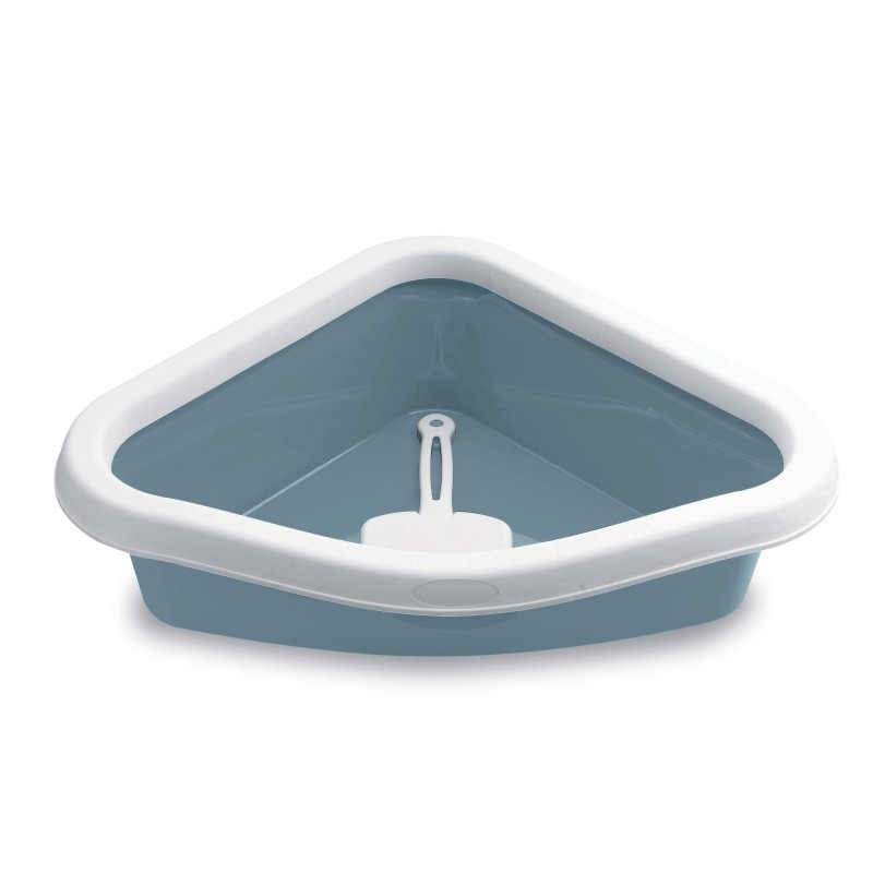 STEFANPLAST SPRINT CORNER BEYAZ/MAVİ KEDİ TUVALETİ 56x40x14CM