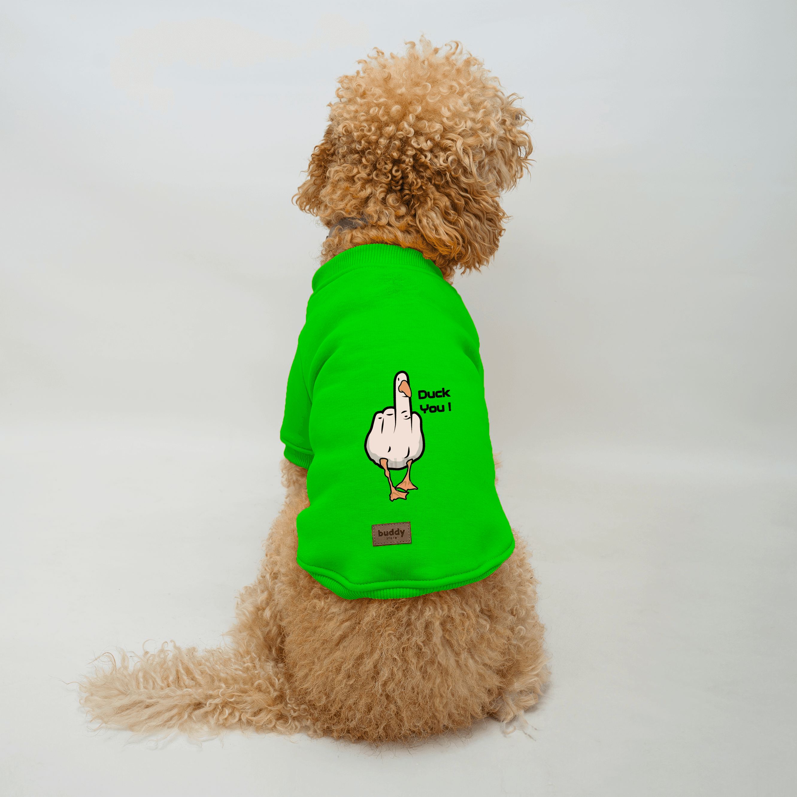 Bisiklet Yaka Yeşil Sweatshirt - Yeşil - Yeşil Duck You