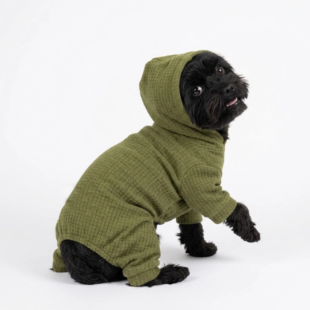 Khaki Waffle 4 Bacaklı Tulum Pijama