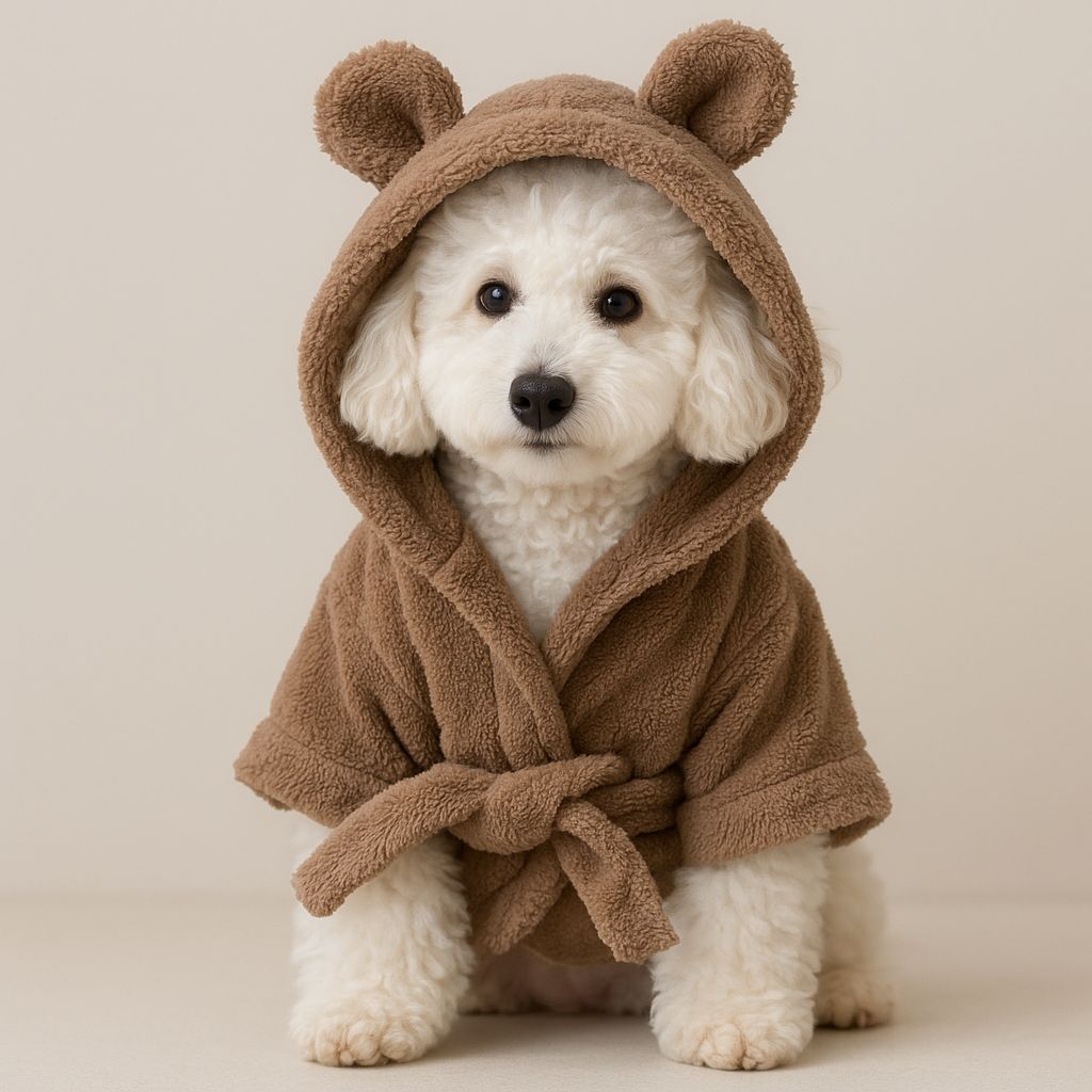 Mikrofiber Kedi ve Köpek Bornozu – Hızlı Kurulama, Yumuşak ve Emici - Kahverengi image