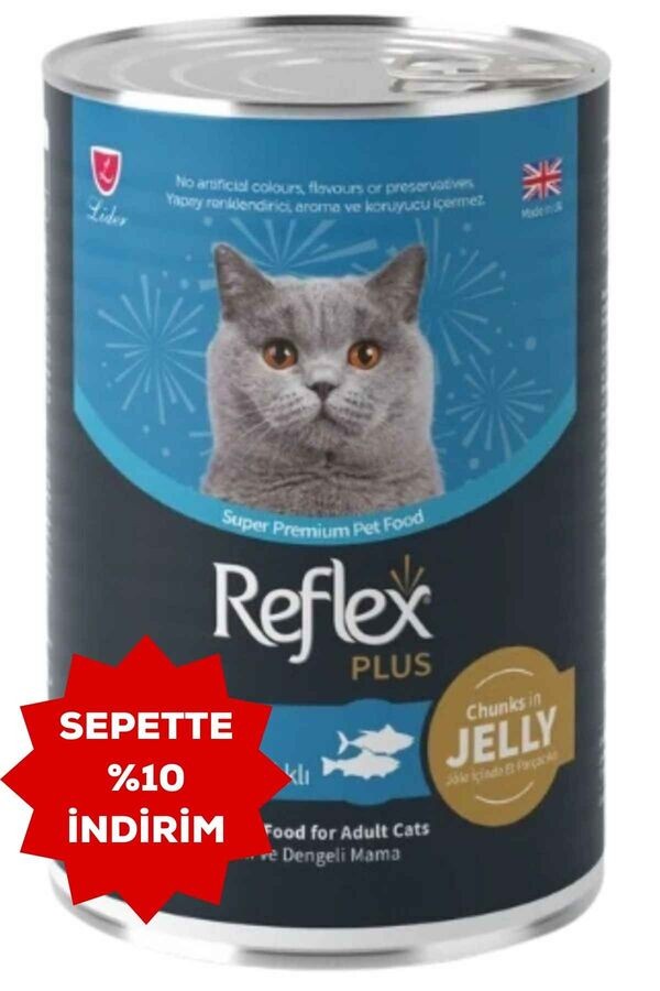 REFLEX PLUS JÖLE İÇİNDE ET PARÇACIKLI ALABALIKLI VE TON BALIKLI YETİŞKİN KEDİ MAMASI 400 G (RFK-061)