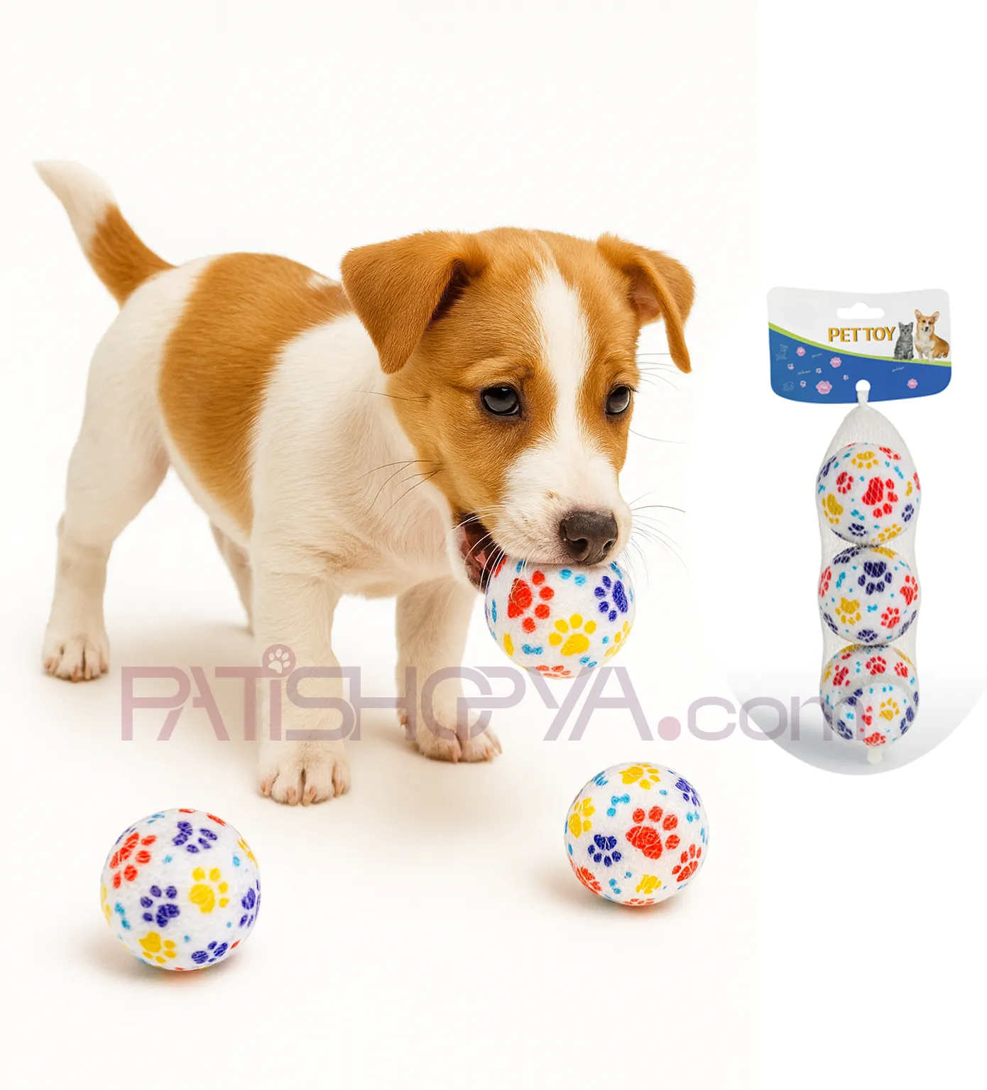 3LÜ PAKET PATİ BASKILI LUX TENNİS TOP main variant image