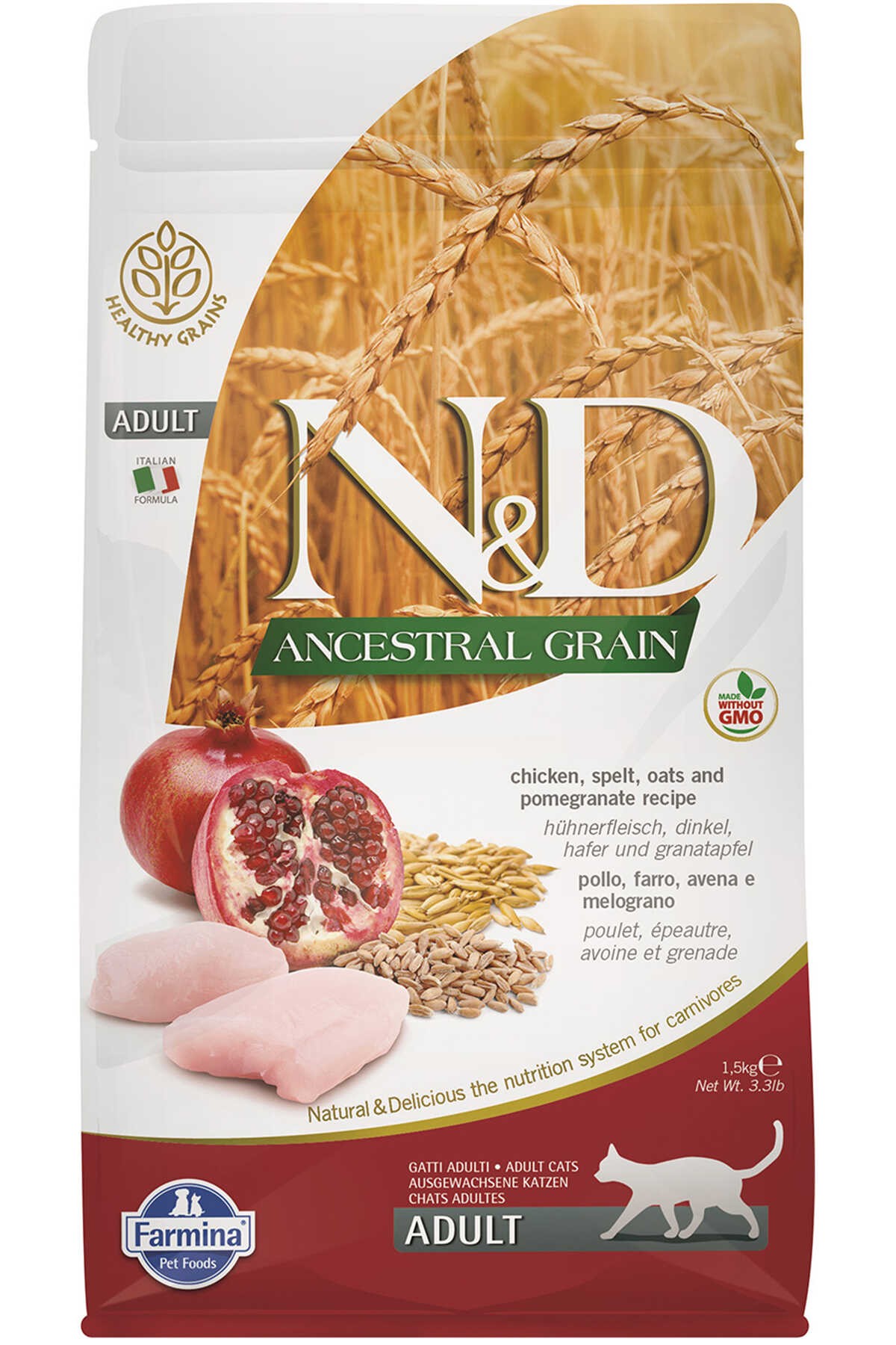 N&D -  Ancestral Grain Chicken, spelt, oats and pomegranate Recipe ( 1.5 KG ) (PND0150044)