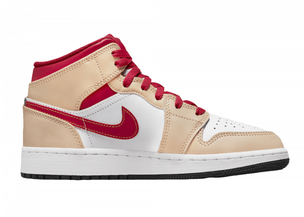 Air Jordan 1 Mid Light Curry Cardinal Red