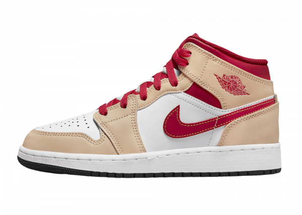 Air Jordan 1 Mid Light Curry Cardinal Red