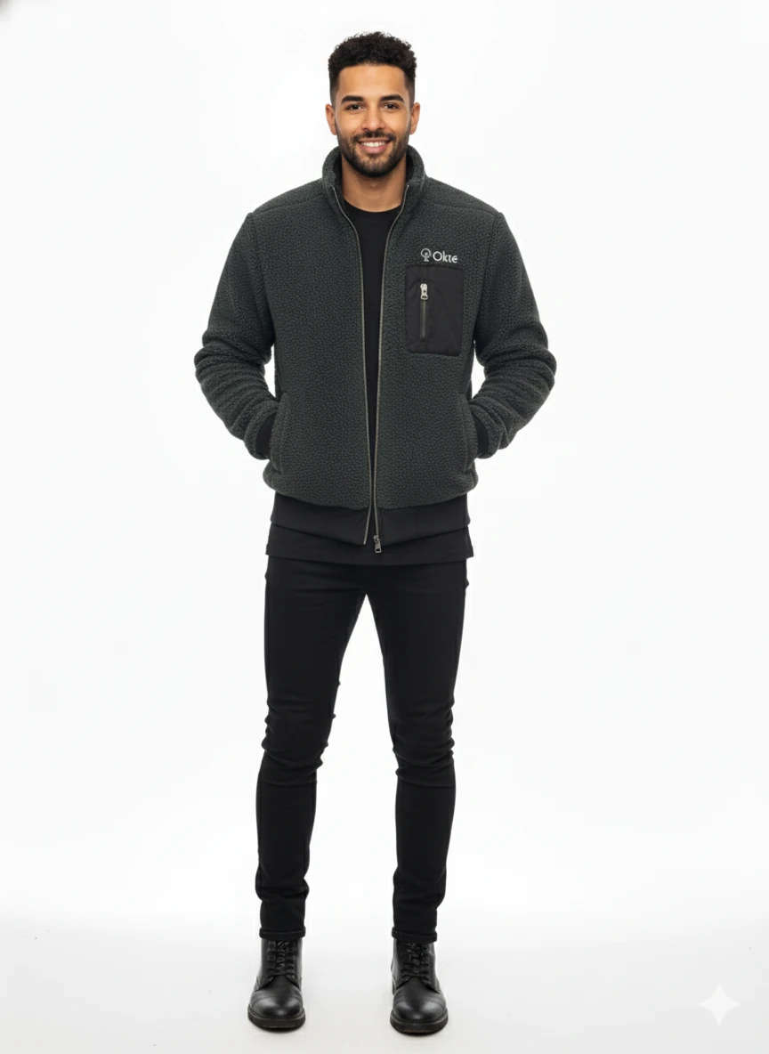 Okté Premium Full Sherpa Zip Jacket – Limited Edition - Jet Black
