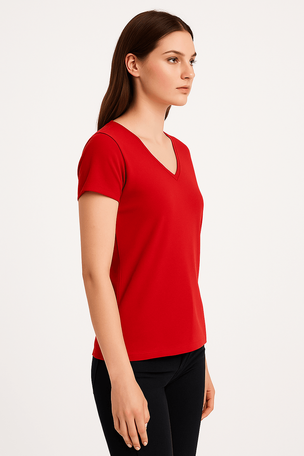 V Yaka Kadın T-Shirt