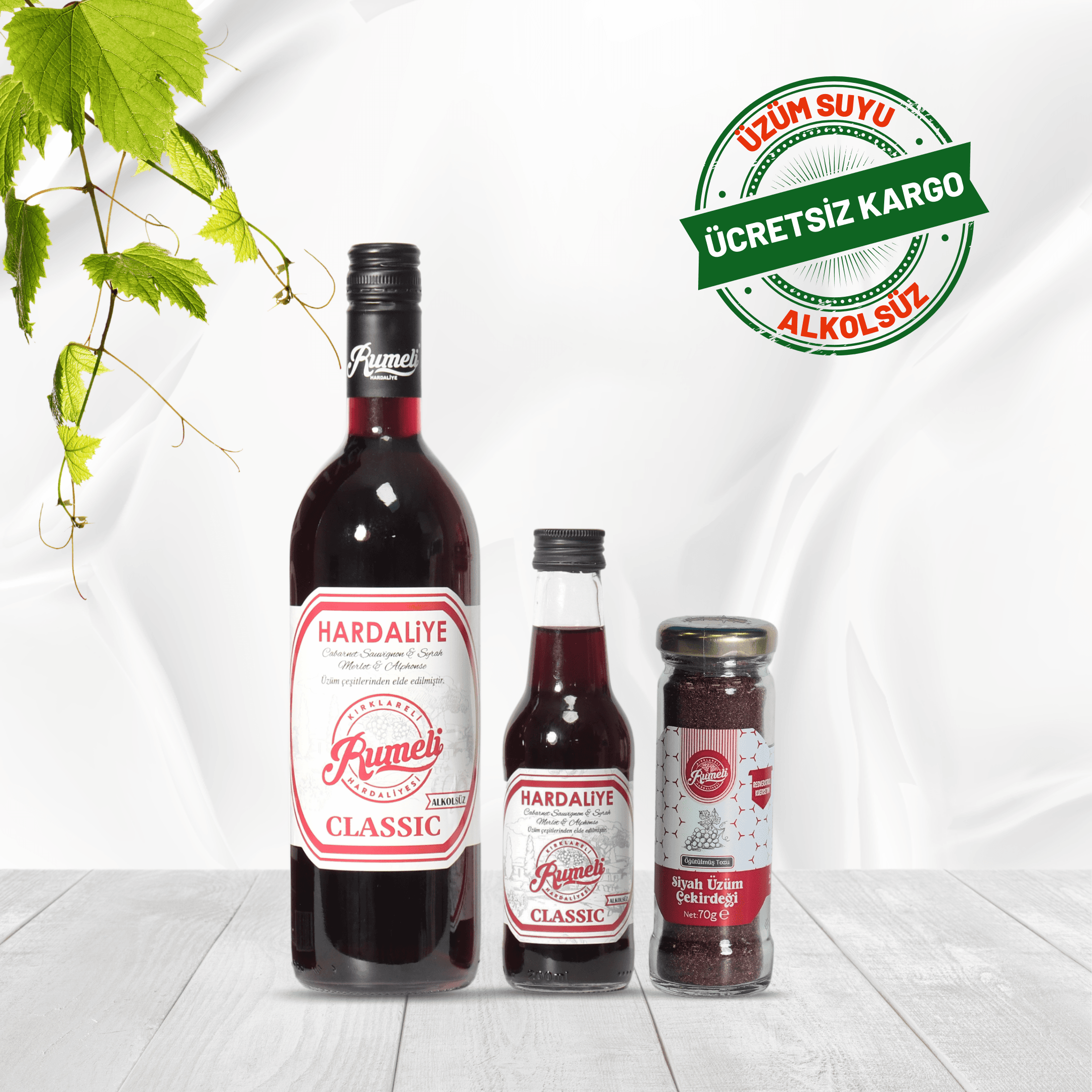 3’ü Bir Arada Klasik Hardaliye+Üzüm Çekirdeği Tozu (750ml+200ml+70gr.)