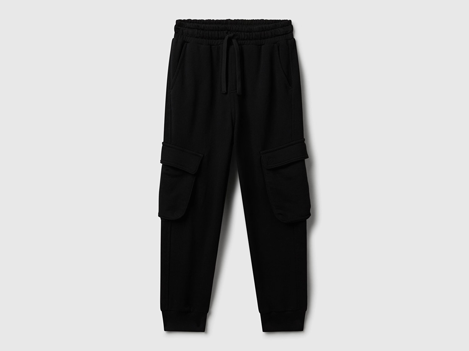 United Colors of Benetton Erkek Çocuk Siyah Büzgü İpli Yan Cepli Ribana Detaylı Kargo Eşofman Altı