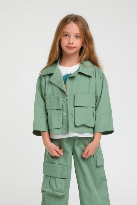 Escabel Kız Bebek Mevsimlik Crop Ceket 35720 Yeşil