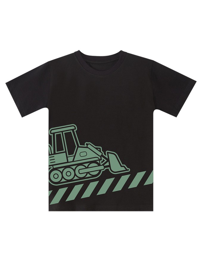 Dozer Yolda Yeşil Erkek Çocuk Yazlık T-shirt Cepli Kapri Şort Takım MSHB&G