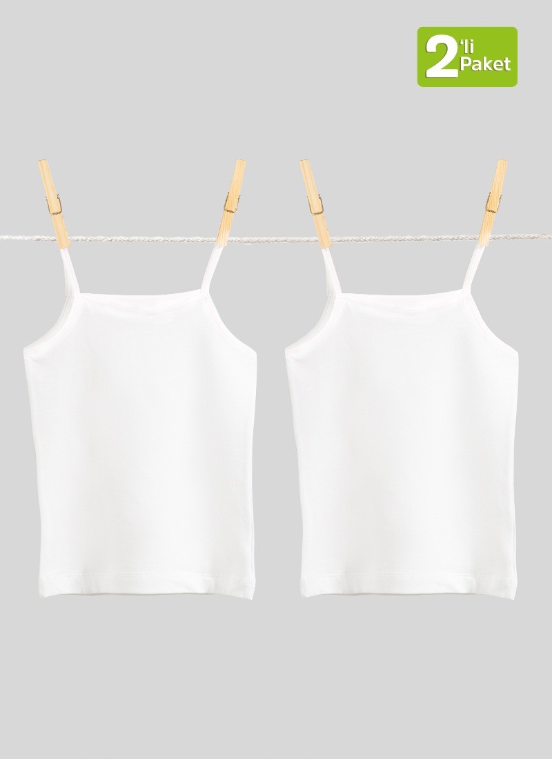 Blackspade Kız Çocuk Atlet 2'li Paket 1296 - Beyaz