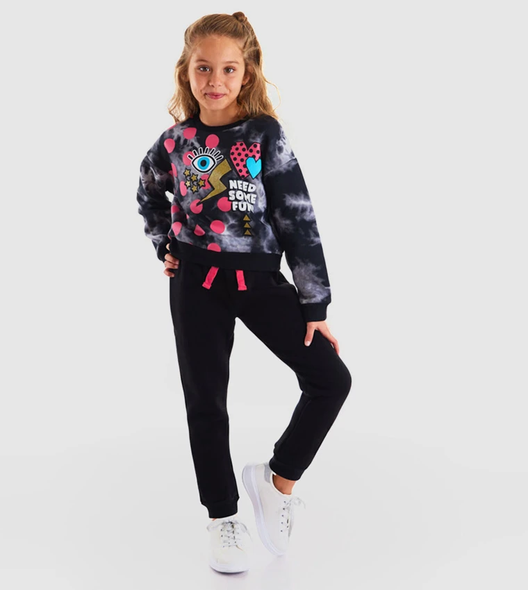 Deno Kids Retro Batik Kız Eşofman Takım