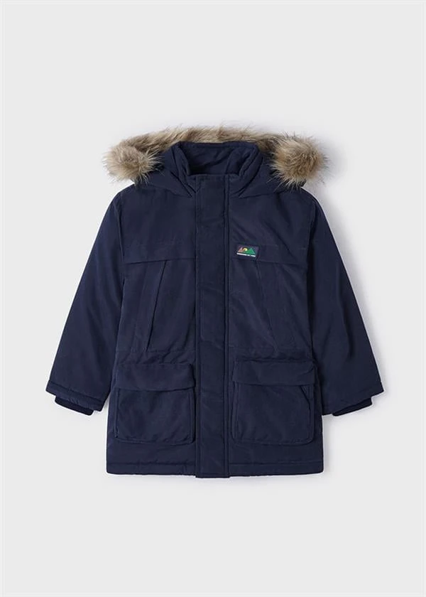 Mayoral Erkek Çocuk Kürk Kapüşonlu Uzun Parka