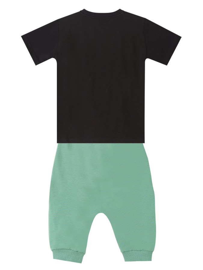 Dozer Yolda Yeşil Erkek Çocuk Yazlık T-shirt Cepli Kapri Şort Takım MSHB&G