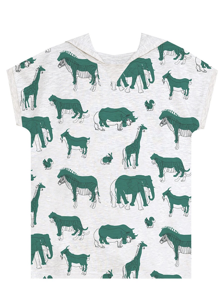 Animals Yeşil Erkek Çocuk Kapüşonlu Yazlık T-shirt Şort Takım MSHB&G