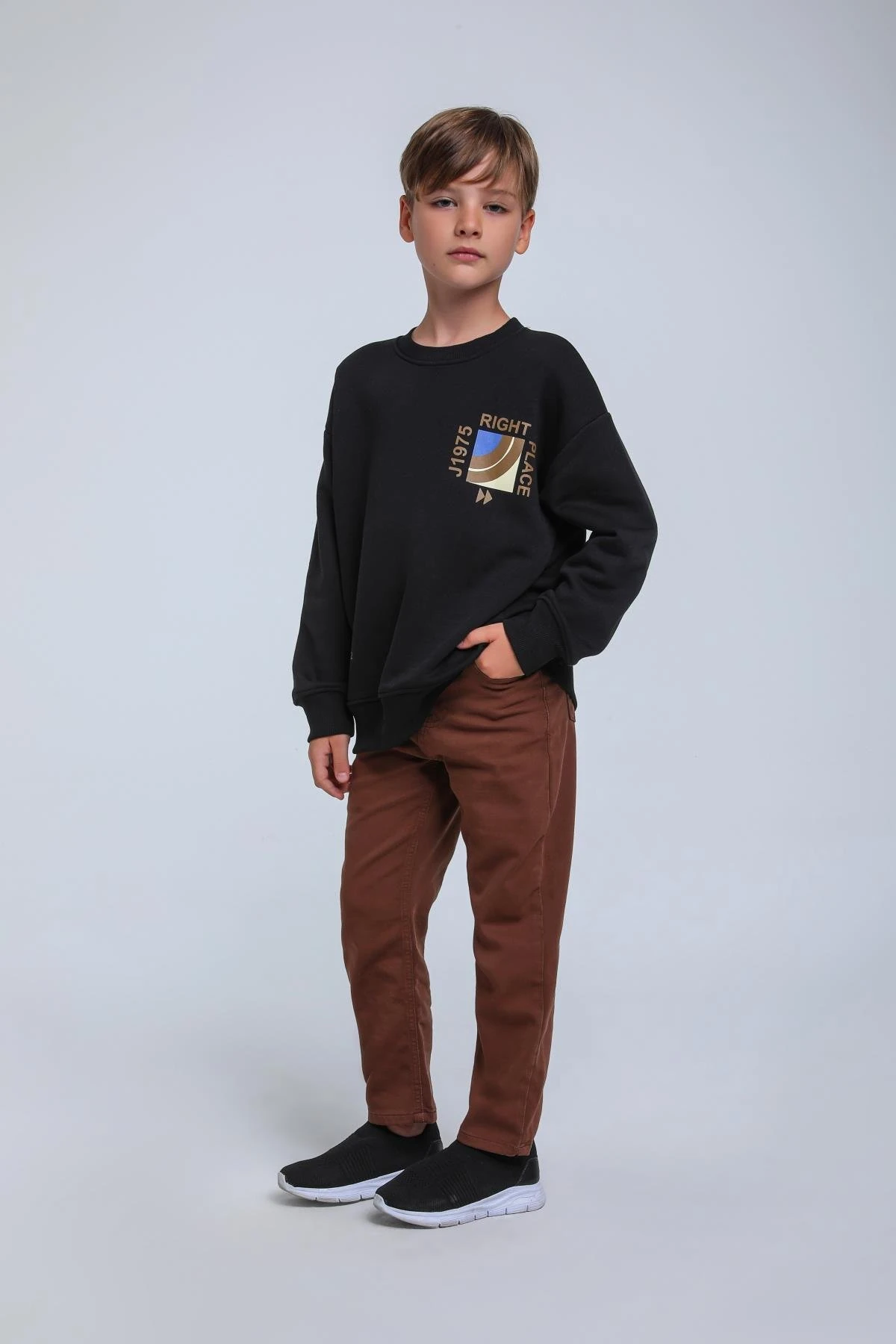 Jacklions Erkek Çocuk 4-14 Yaş Kahve Baskılı Sweat 1752 Siyah