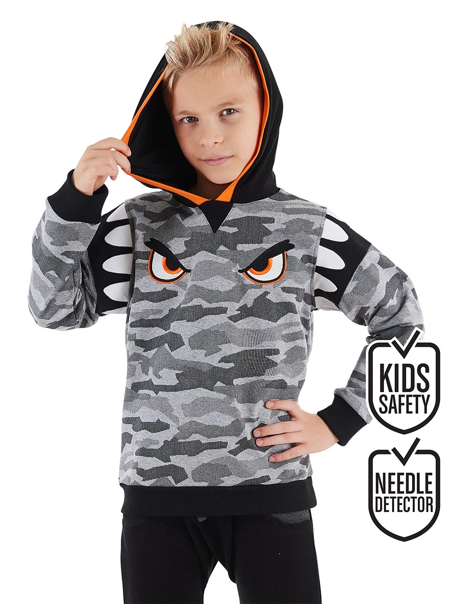 Deno Kids Kamuflaj Kapişonlu Erkek Çocuk Sweatshirt