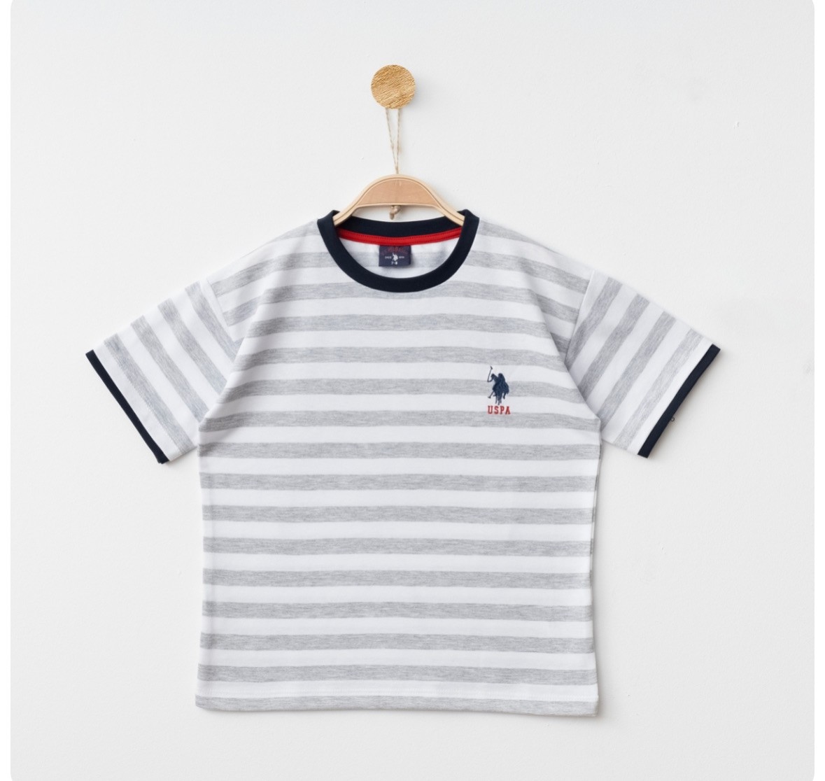 7-12 US POLO SIFIR YAKA ÇİZGİLİ TİŞÖRT