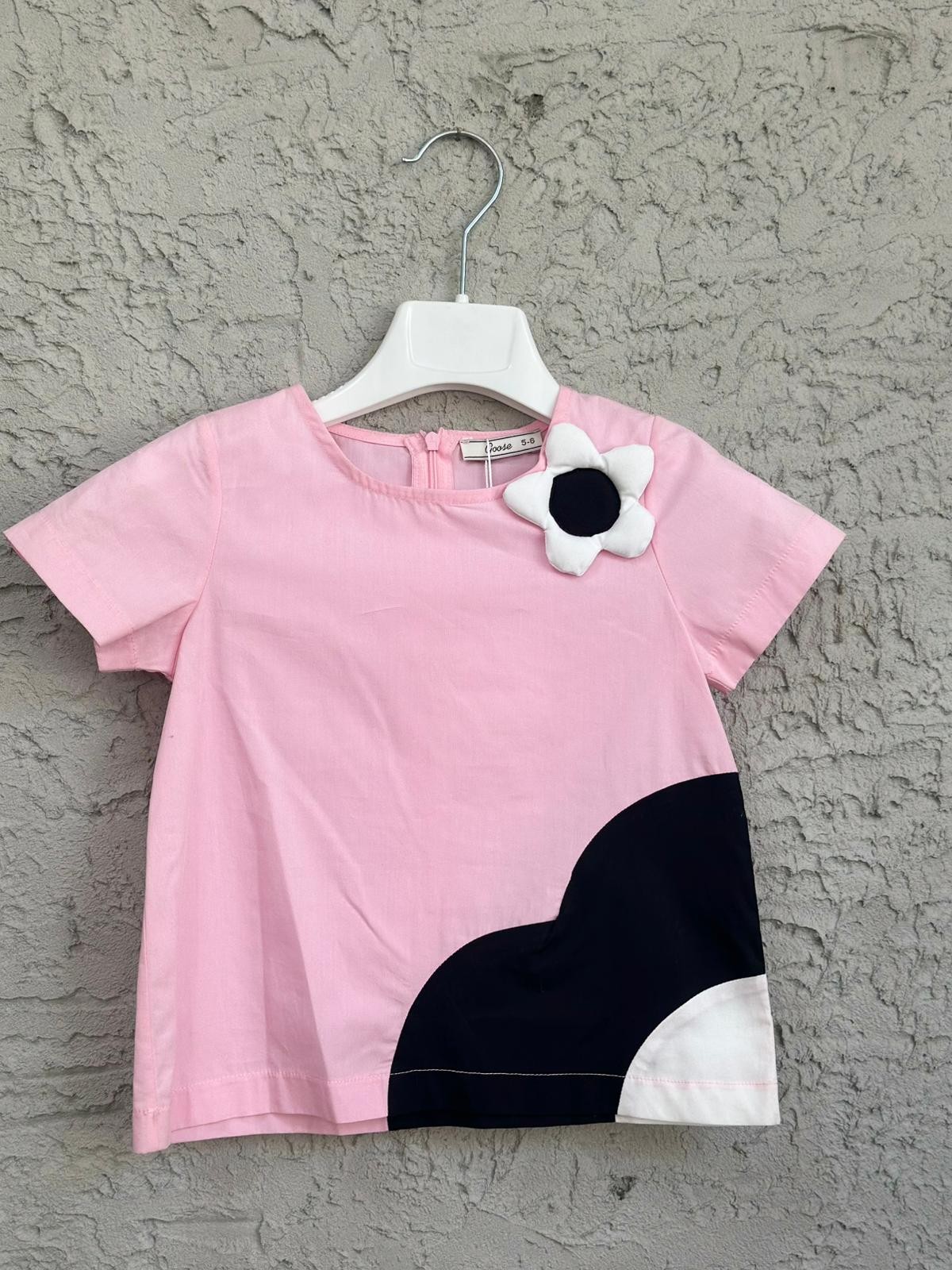 GOOSE PEMBE PAPATYALI BLUZ