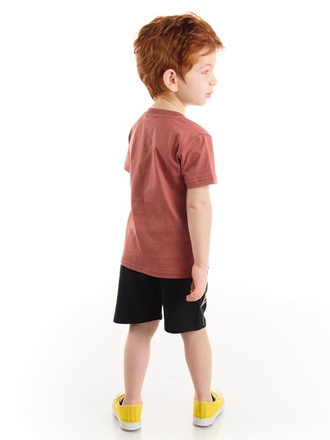 Kaykay Erkek Çocuk T-Shirt Siyah Şort Takım Denokids