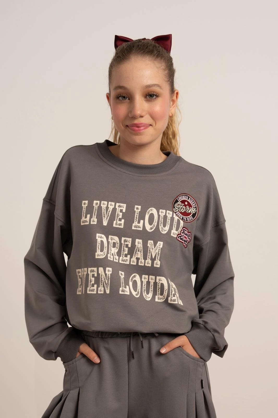 Loco Loco Yanları Pliseli Takım - Füme