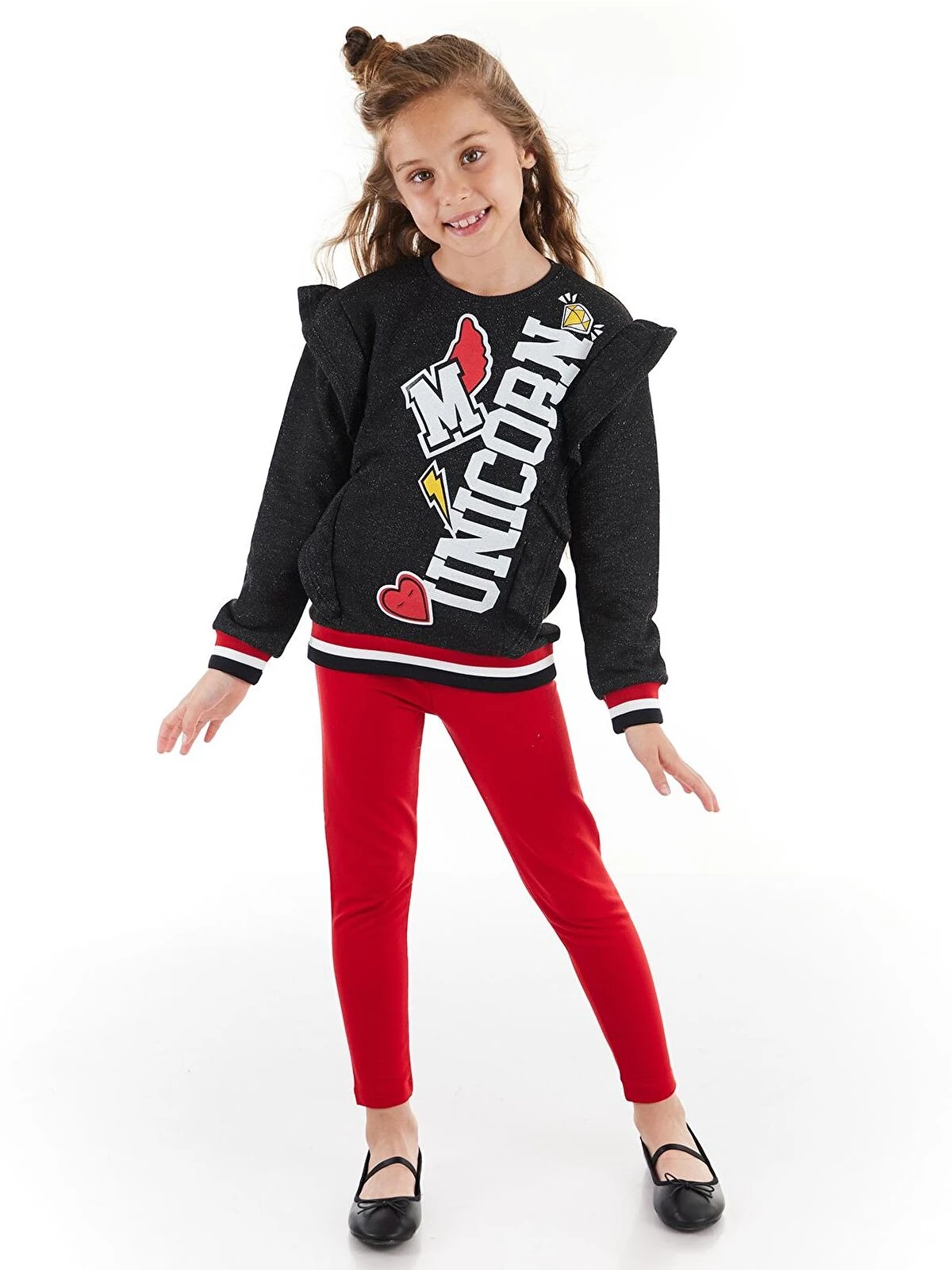 Deno Kids Karışık Simli Kız Tunik Takım