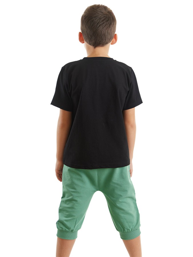 Dozer Yolda Yeşil Erkek Çocuk Yazlık T-shirt Cepli Kapri Şort Takım MSHB&G