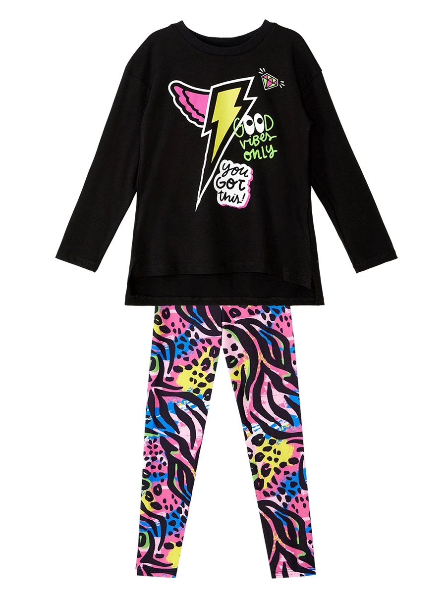 Deno Kids Kanatlı Şimşek Kız Çocuk T-shirt Tunik Tayt Takım