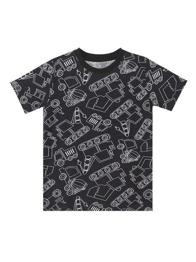 Araba Erkek Çocuk Siyah Yazlık T-Shirt Kapri Şort Takım Denokids
