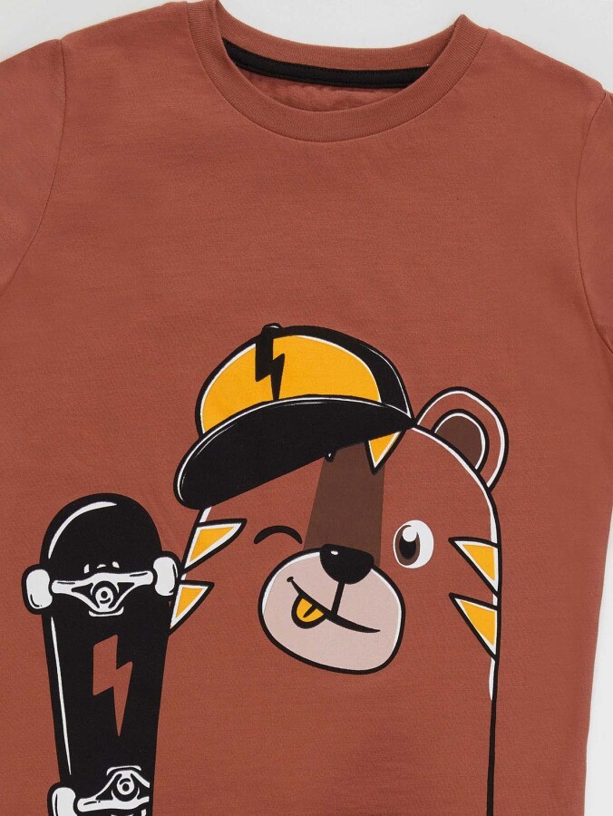 Kaykay Erkek Çocuk T-Shirt Siyah Şort Takım Denokids