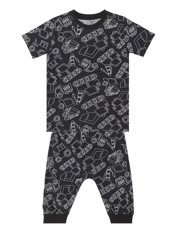 Araba Erkek Çocuk Siyah Yazlık T-Shirt Kapri Şort Takım Denokids