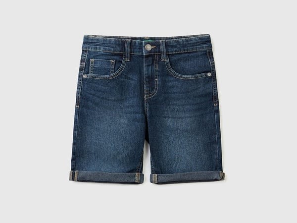 United Colors of Benetton Erkek Çocuk Mavi Bermuda Denim Şort BNT-B