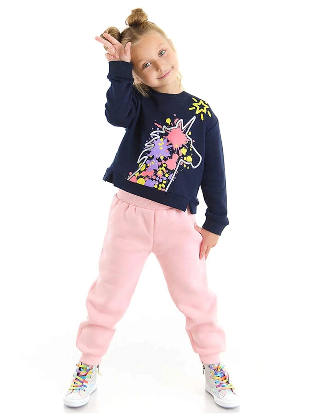 Deno Kids Kız Çocuk Unicorn Splash Eşofman Takım 