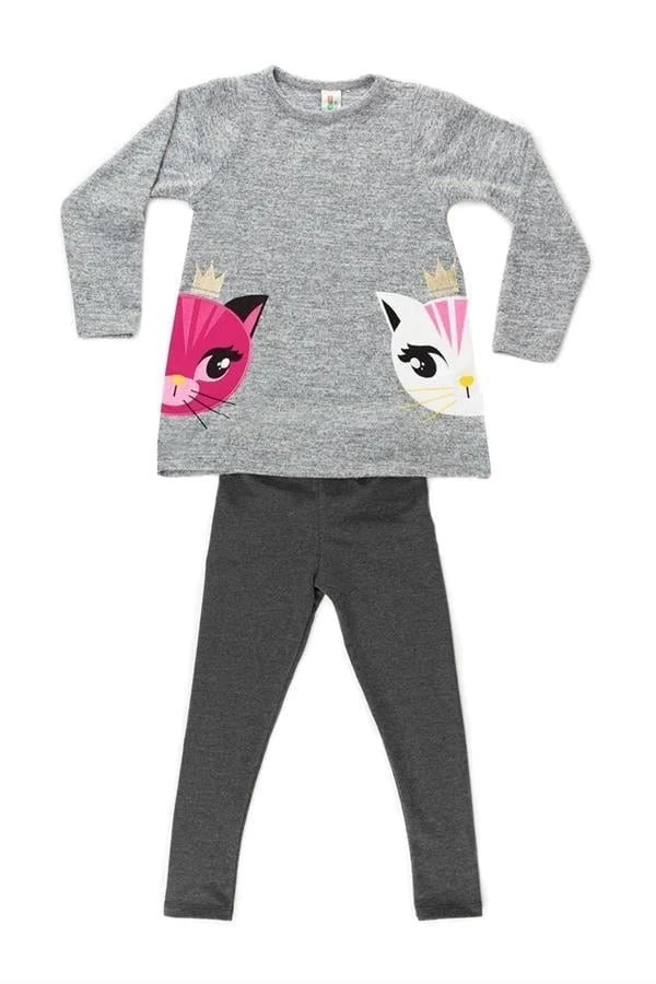 Deno kids Kız Çocuk İkiz Prenses Tunik Tayt Takım