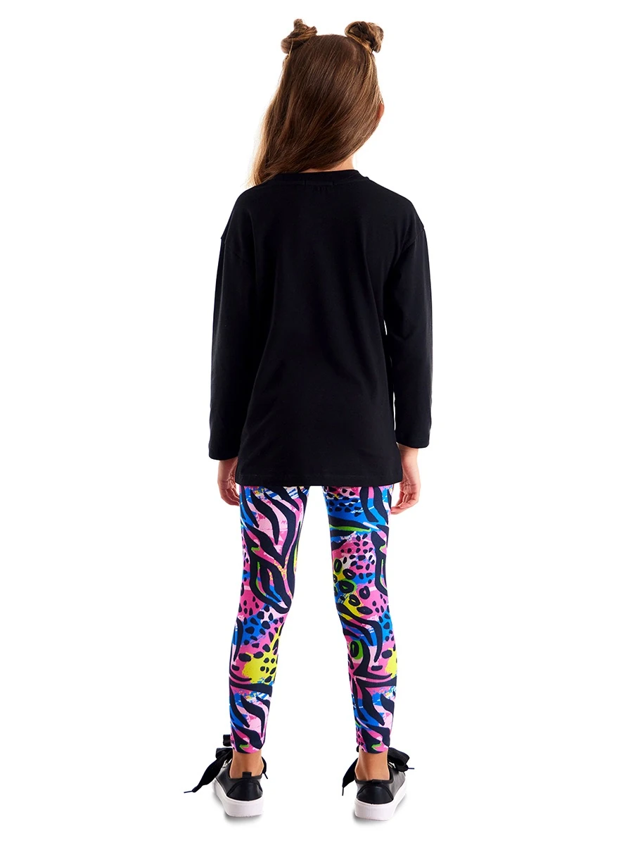 Deno Kids Kanatlı Şimşek Kız Çocuk T-shirt Tunik Tayt Takım