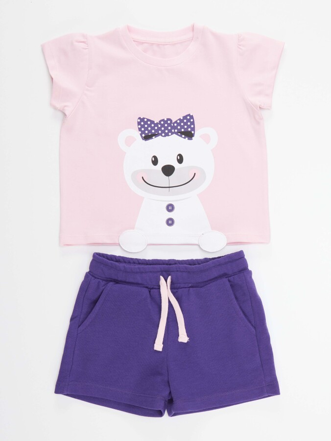 Ayıcık Kız Çocuk T-shirt Şort Takım Denokids